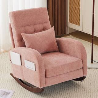 Light Pink Chenille Rocker Armchair | The Home Depot