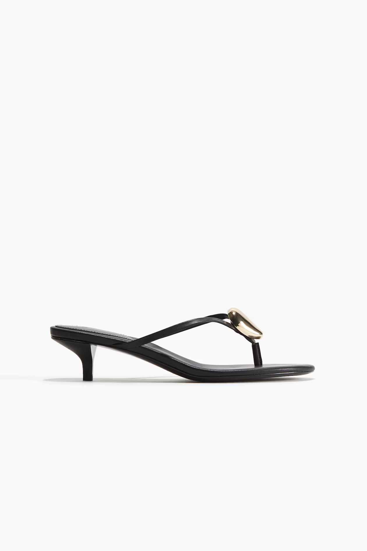 Heeled flip flops - Black/Gold-coloured - Ladies | H&M GB | H&M (UK, MY, IN, SG, PH, TW, HK)