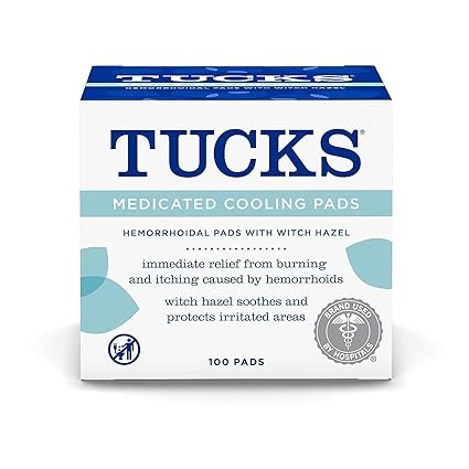TUCKS Medicated Cooling Pads, 100 Count – Pads with Witch Hazel, Cleanses Sensitive Areas, Prot... | Amazon (US)