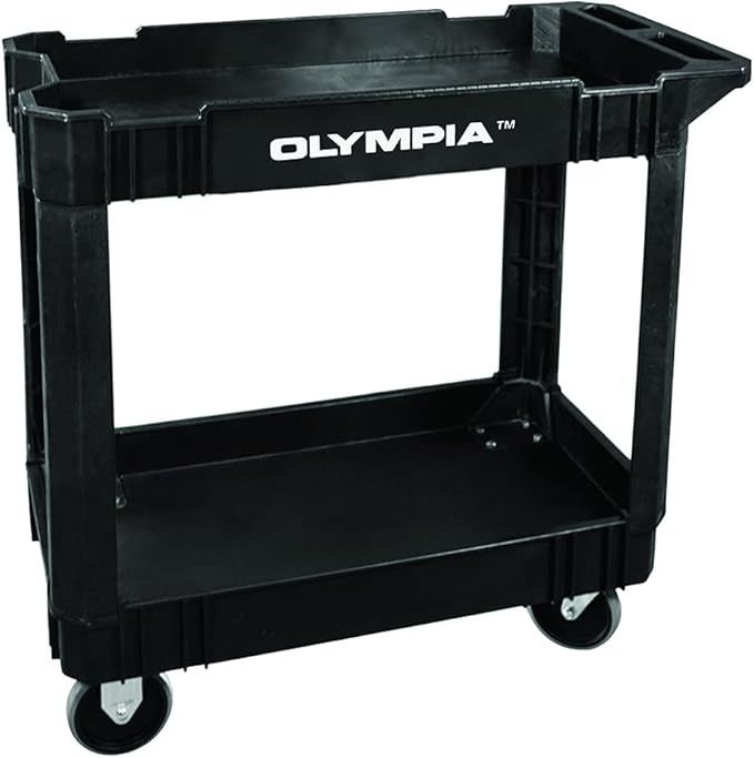 Olympia Tools 2-Shelf Plastic Utility Cart - Supports Up to 500 lbs, Ergonomic Handle - Heavy Dut... | Amazon (US)