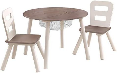 KidKraft Round Storage Table & 2 Chair Set - Gray (20025) | Amazon (US)