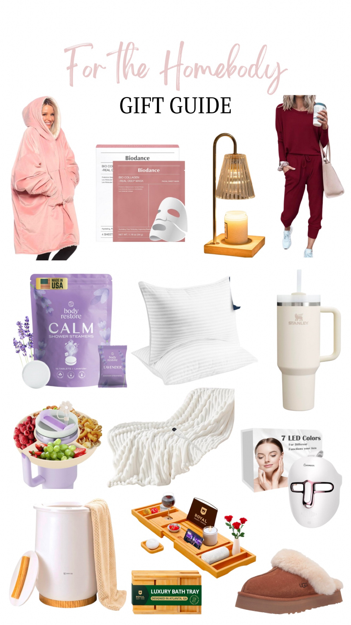 GIFT GUIDE - For the Homebody! 

Holiday gifts, gifts for her, Red Light Therapy Mask for Face, collagen mask, bathtub tray, lamp, Stanley, snack bowl, heated blanket, lounge outfit, UGG slipper, wearable blanket, pillows, towel warmer, bath bombs

#LTKSaleAlert #LTKGiftGuide #LTKStyleTip