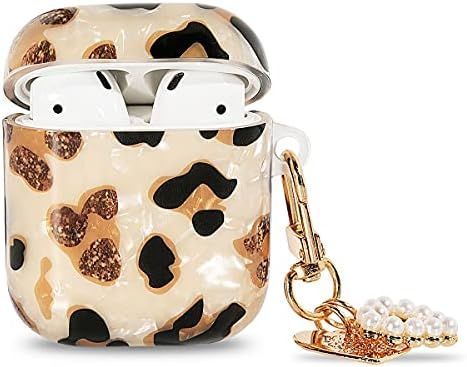 Manleno Compatible with Airpods Case with Heart Keychain Cute Leopard Design Women Girls Soft Pro... | Amazon (US)
