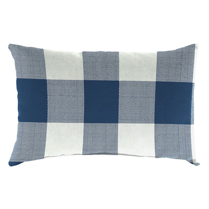 Navy Buffalo Plaid Lumbar Throw Pillow, 14x20 | At Home