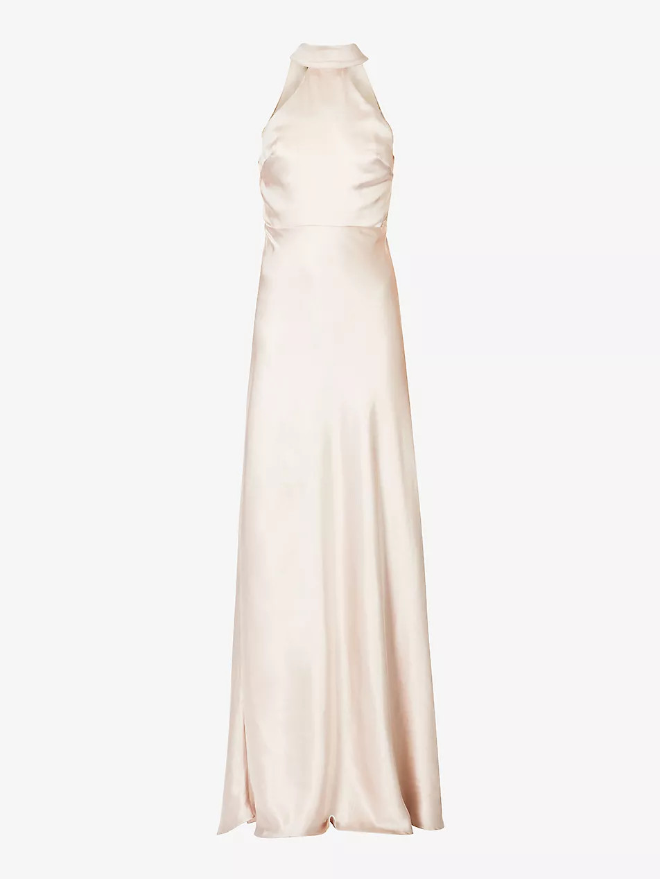 Halterneck slim-fit satin maxi dress | Selfridges