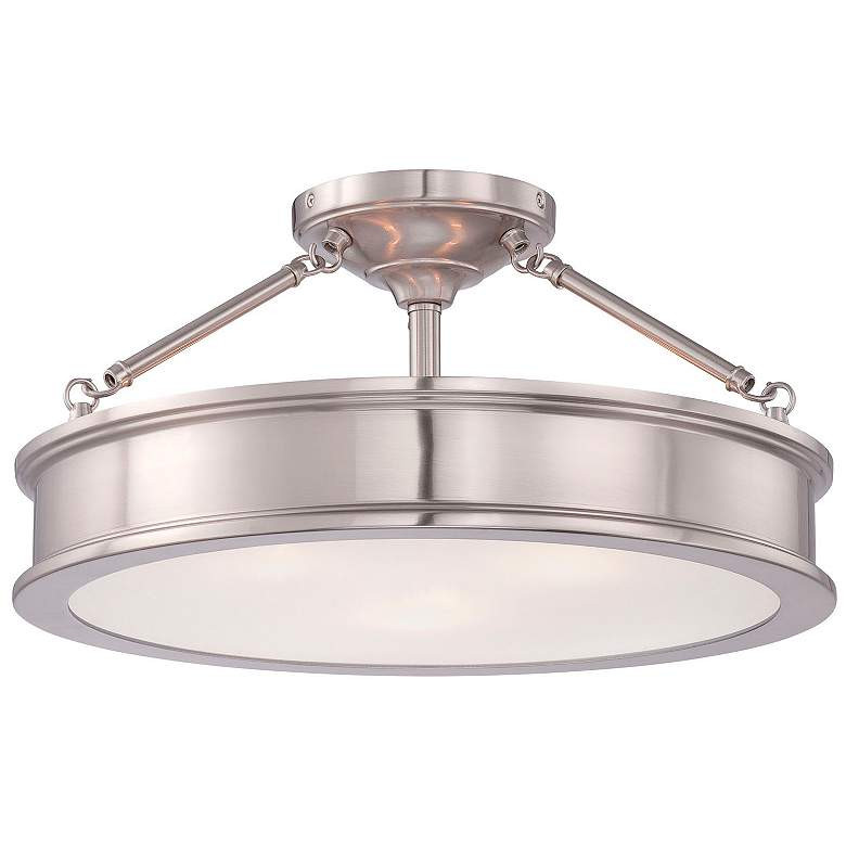 Minka-Lavery Harbour Point 3-Light Brushed Nickel Semi Flush - #8H244 | Lamps Plus | Lamps Plus