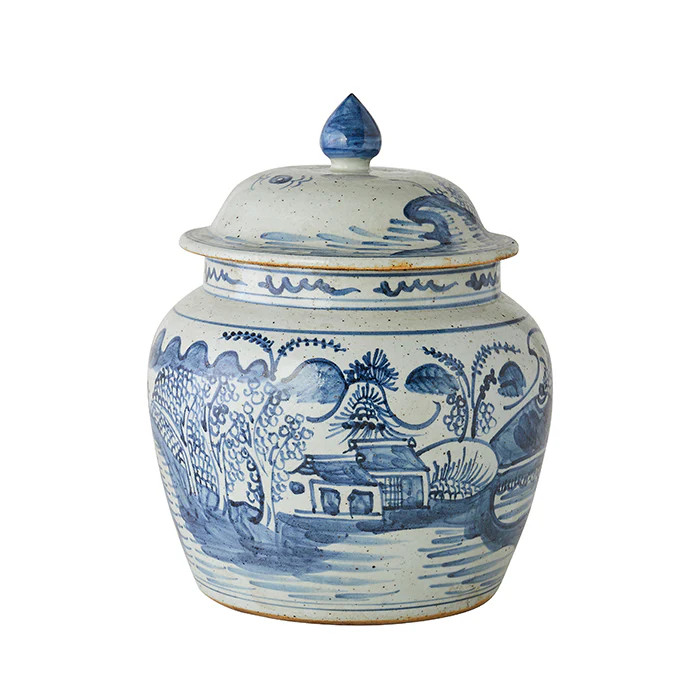 Blue & White Landscape Lidded Jar | Caitlin Wilson Design