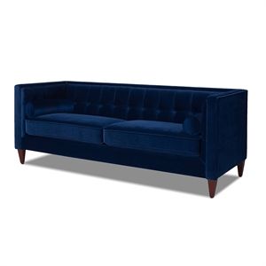 Jack 84" Tufted Tuxedo Sofa Double Cushion Navy Blue | Homesquare