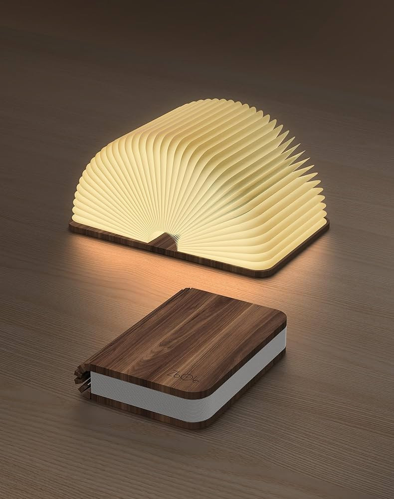 4.7 Inch Wooden Book Lamp,3 Colors Folding Book Light, Battery Operated Lamp, LED Ambient Lightin... | Amazon (US)
