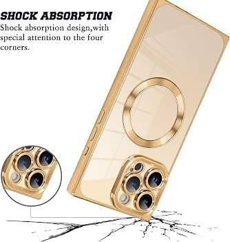 KANGHAR Case Designed for iPhone 16 Pro Case Magnetic Clear Gold | Amazon (US)