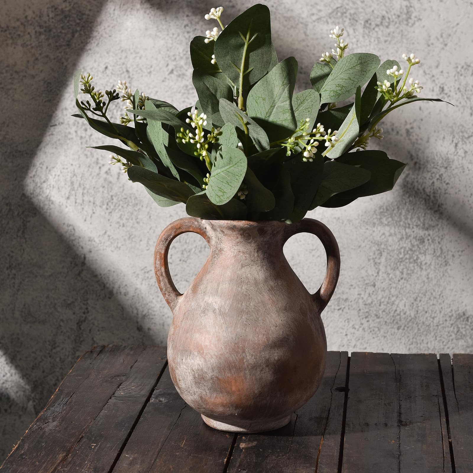 Rustic Vases Home Decor Ceramic Vase with Handles Farmhouse Decorative Terracotta Vase Pottery Va... | Amazon (US)