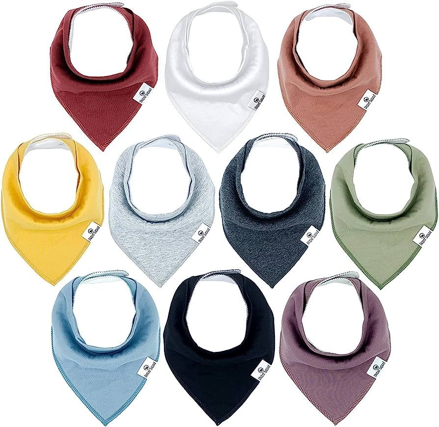 Diaper Squad 100% Organic Cotton Earthy Solid 10-Pack Baby Drool Bandana Bibs for Boys and Girls,... | Amazon (US)
