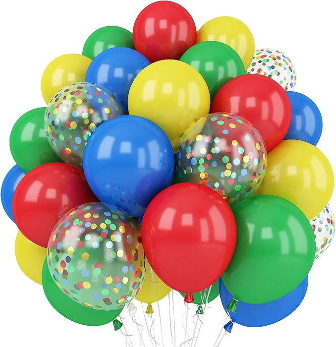 Red Blue Yellow Green Balloons 12 Inch Rainbow Colorful Latex Party Balloon | Amazon (US)