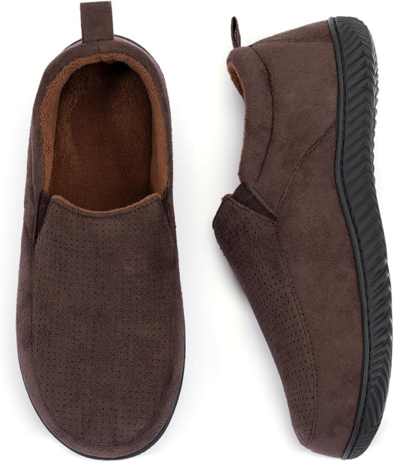 RockDove Men's Closed-Back Memory Foam Slippers with Plush Lining Faux Suede Non-Slip Sole | Amazon (US)