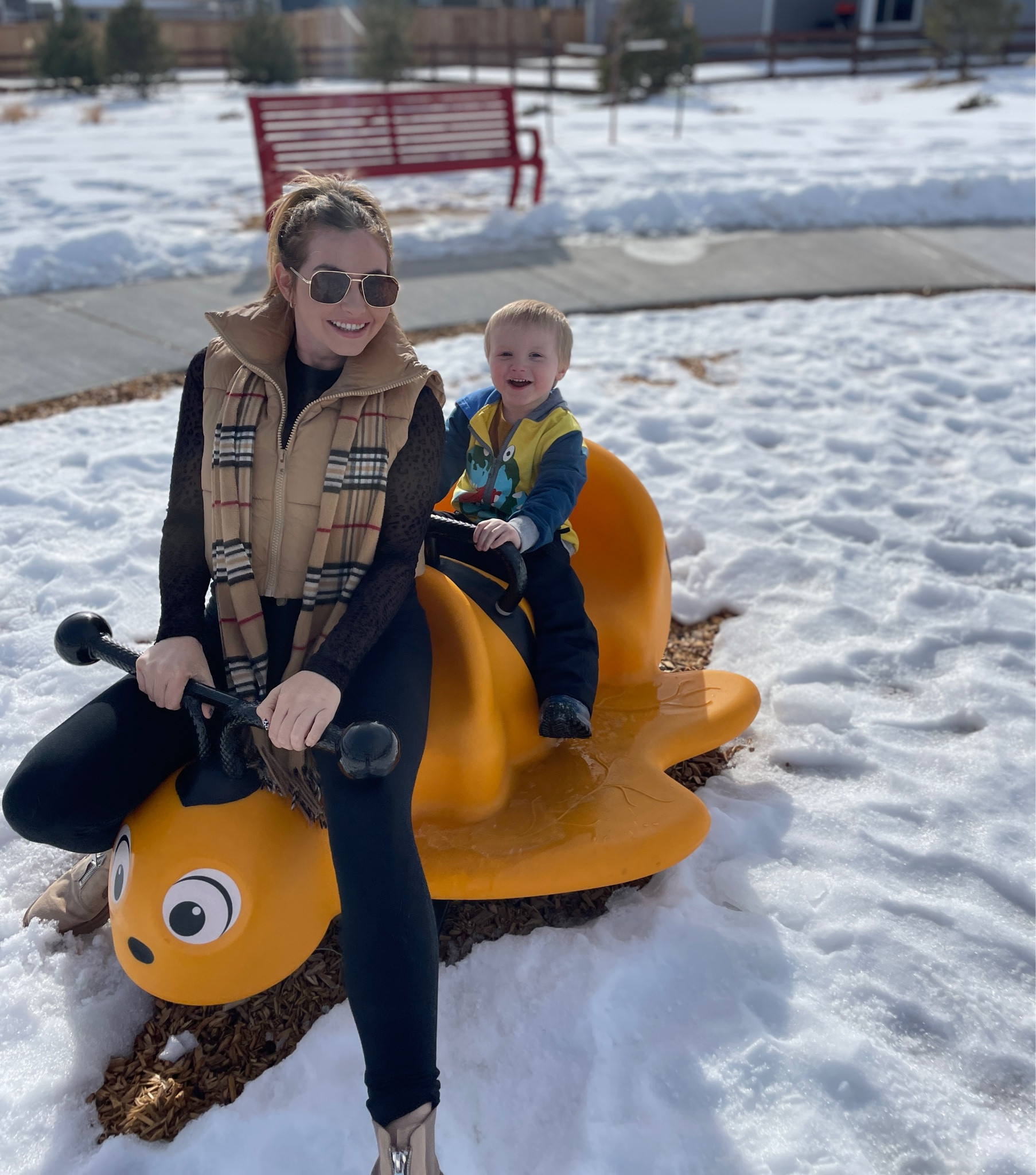 Winter fit all under $100! Love these $17 sunnies for everyday wear. By far my favorite affordable sunglasses brand. Puffer vest is a size small and comes in tons of colors. Scarf is a $50 Macy’s find! Paired with leggings, boots and a long sleeve bodysuit! Featuring my nephew, BFF Aiden ✨

#LTKunder100 #LTKfit #LTKstyletip