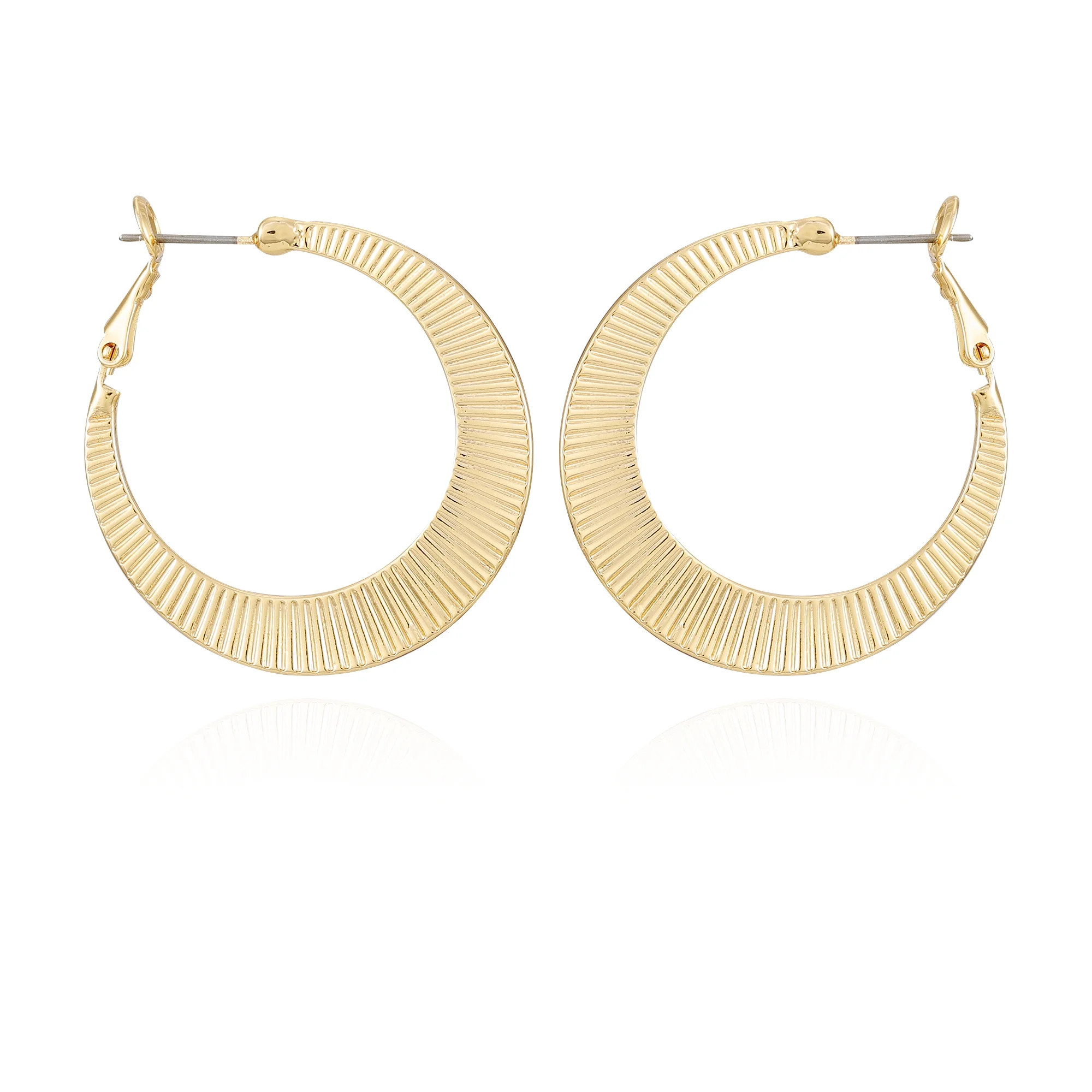 Women's Modern Textured Large Clutchless Hoops | Walmart (US)