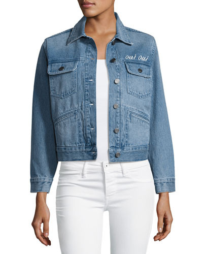 Runa Embroidered Denim Jacket, Blue | Neiman Marcus