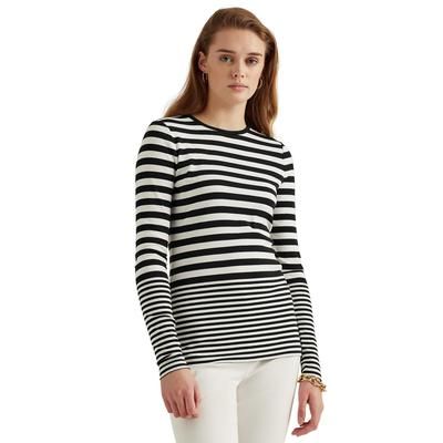 Striped Snap-Trim Long-Sleeve Top In White | eCosmetics.com