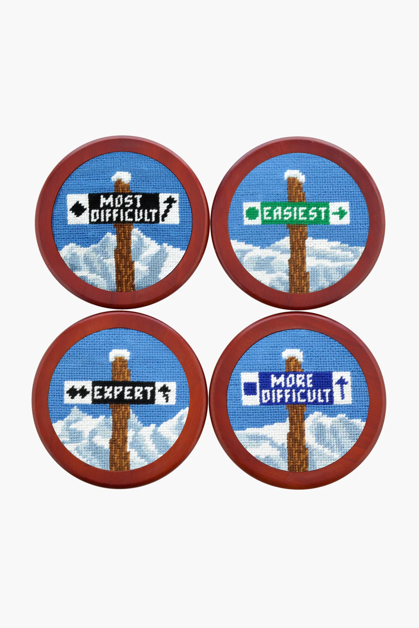 Ski Trails Needlepoint Coaster Set | Tuckernuck (US)
