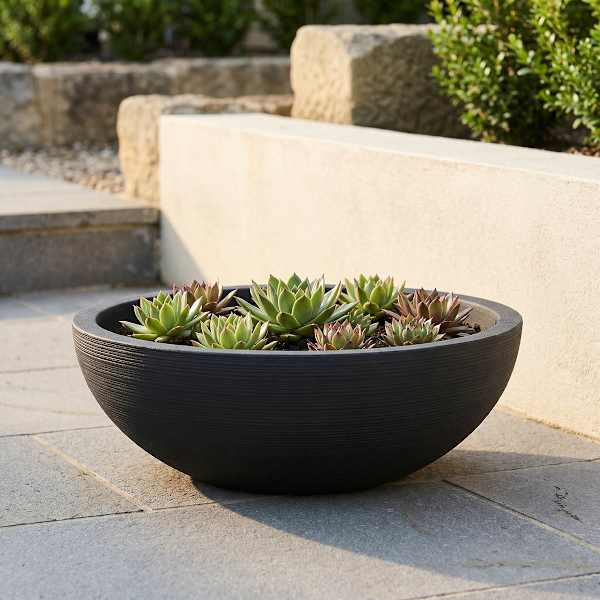 Japi All Weather Proof Lead Linea Low Bowl Planter, 14x41 | At Home