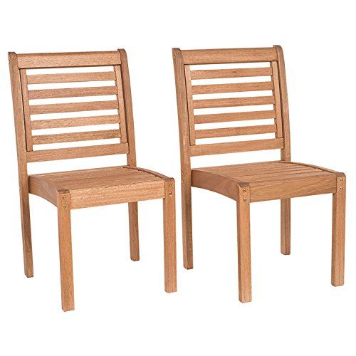 Amazonia Leeds 2-Piece Stackable Side Chair | Eucalyptus Wood | Ideal for Outdoors and Indoors | Amazon (US)