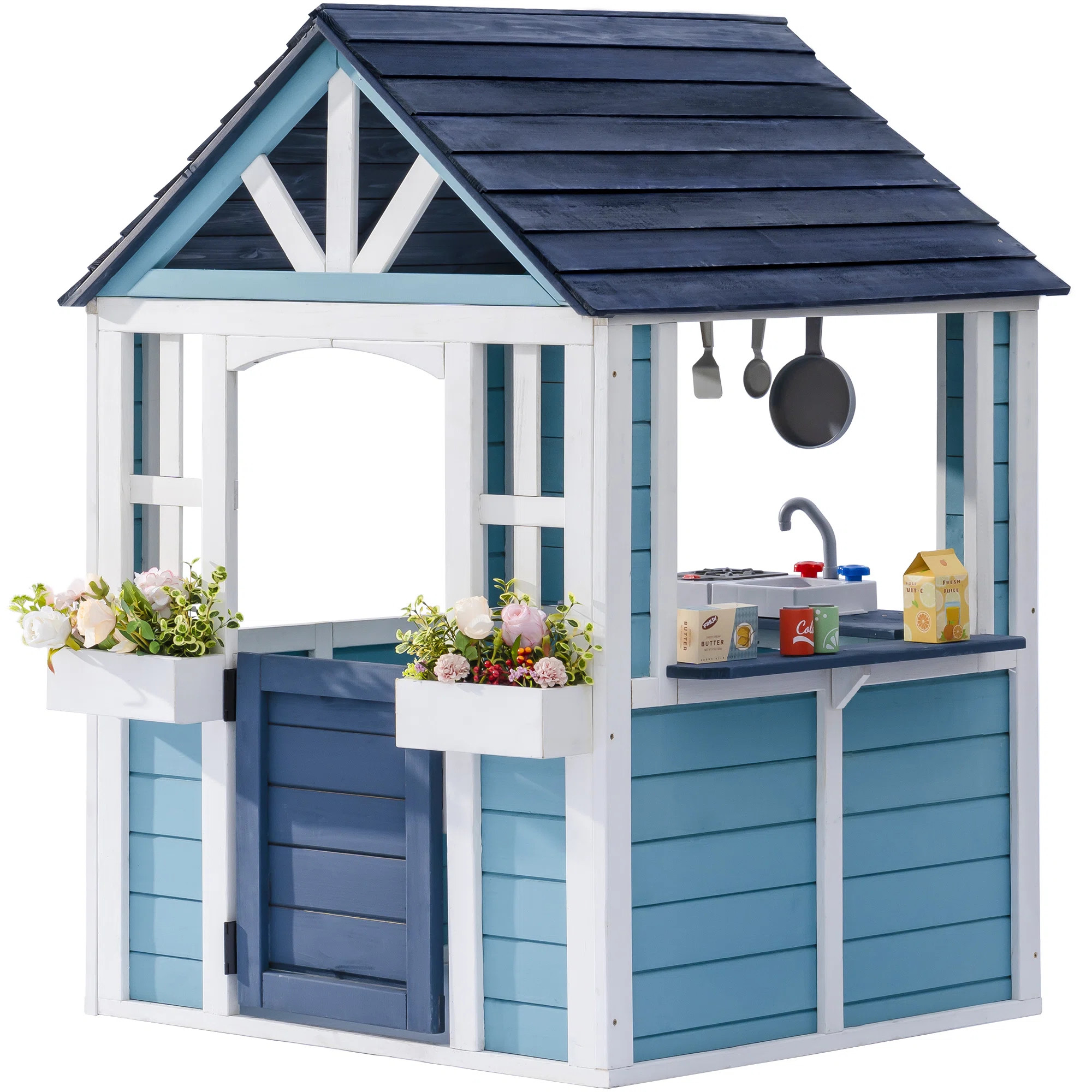 Wooden Playhouse, Kitchen and Pet Door | Wayfair North America