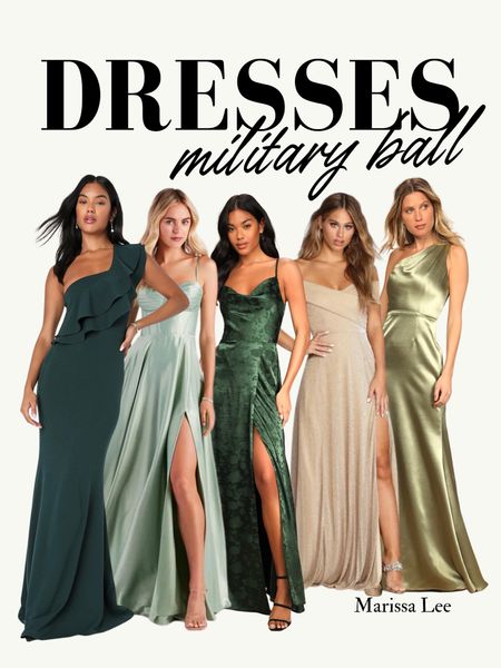 Are you a military spouse shopping for formal military ball dresses? Here’s some fun green and gold dress inspiration - a nice change from the typical red and navy blue dresses worn at the Marine Corps Ball ☺️

#LTKFind #LTKwedding #LTKstyletip