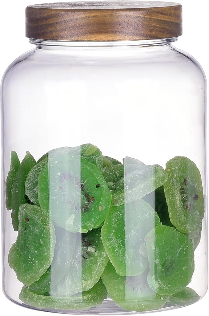 64 Fluid Ounces Unbreakable & Dishwasher Safe Plastic Apothecary Jar with Wooden Airtight Screw T... | Amazon (US)