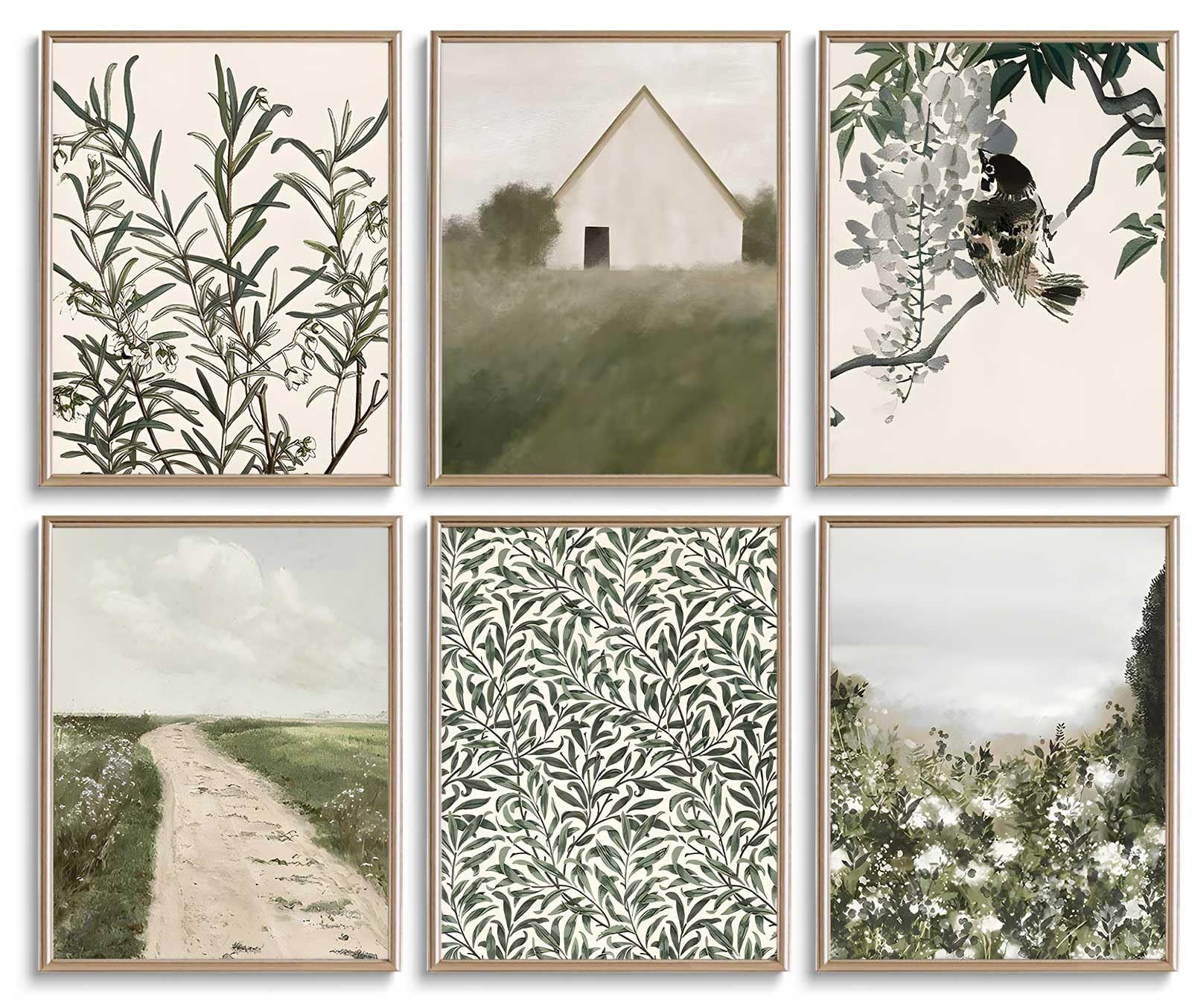 RCJARTI 6Pcs Greenery Farmhouse Wall Art Vintage Botanical Canvas Posters Paintings Neutral Sage ... | Amazon (US)