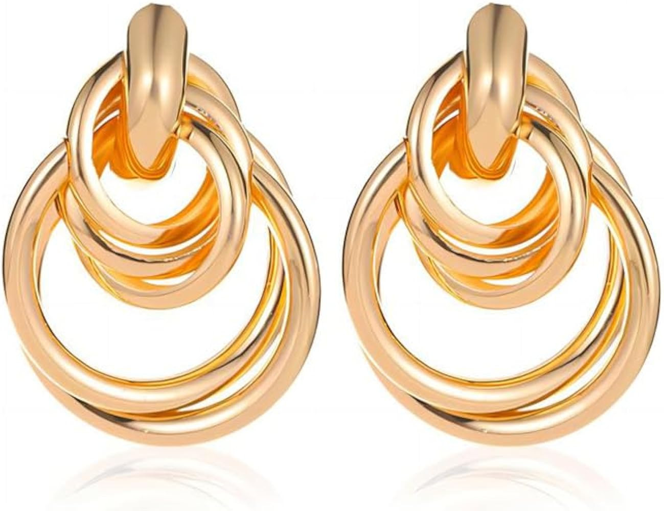 14K Gold Plated Chunky Hoop Earrings for Women Supersize Hollow Geometry Earrings Hypoallergenic ... | Amazon (US)