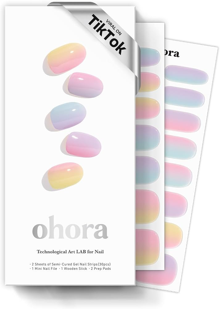 ohora Semi Cured Gel Nail Strips (N Cotton Candy) - Works with Any Lamps, Salon-Quality, Long Las... | Amazon (US)