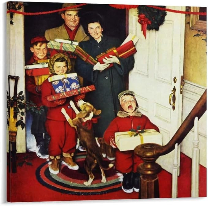 Norman Rockwell Christmas Art Prints Merry Christmas, Grandma...We Came in Our New Plymouth! Post... | Amazon (US)