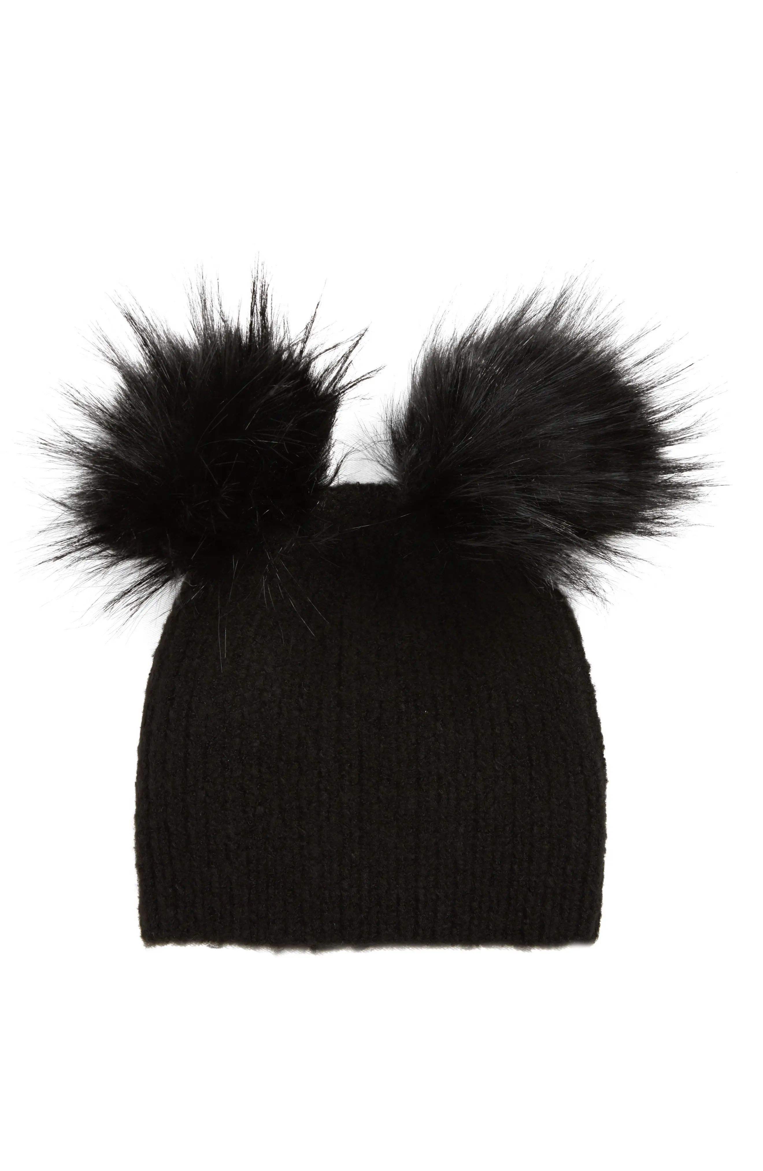 Faux Fur Double Pompom Beanie | Nordstrom