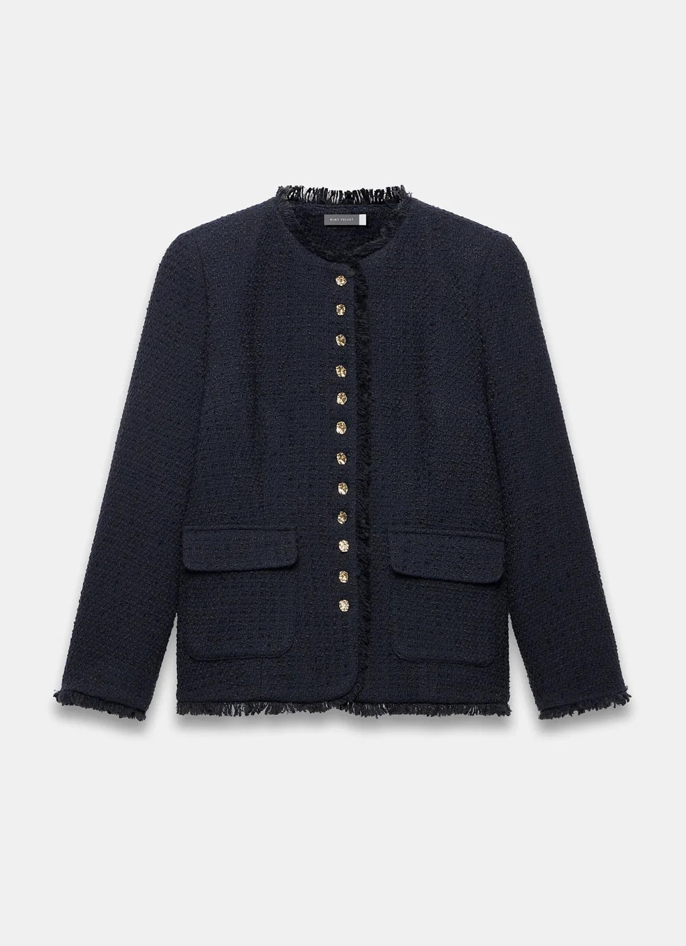 Navy Boucle Tweed Jacket | Mint Velvet