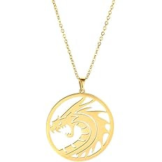 Hipee Dragon Hollow Pendant Necklaces Vintage Charm Amulet Ornaments Totem Neck Chains Stainless ... | Amazon (US)