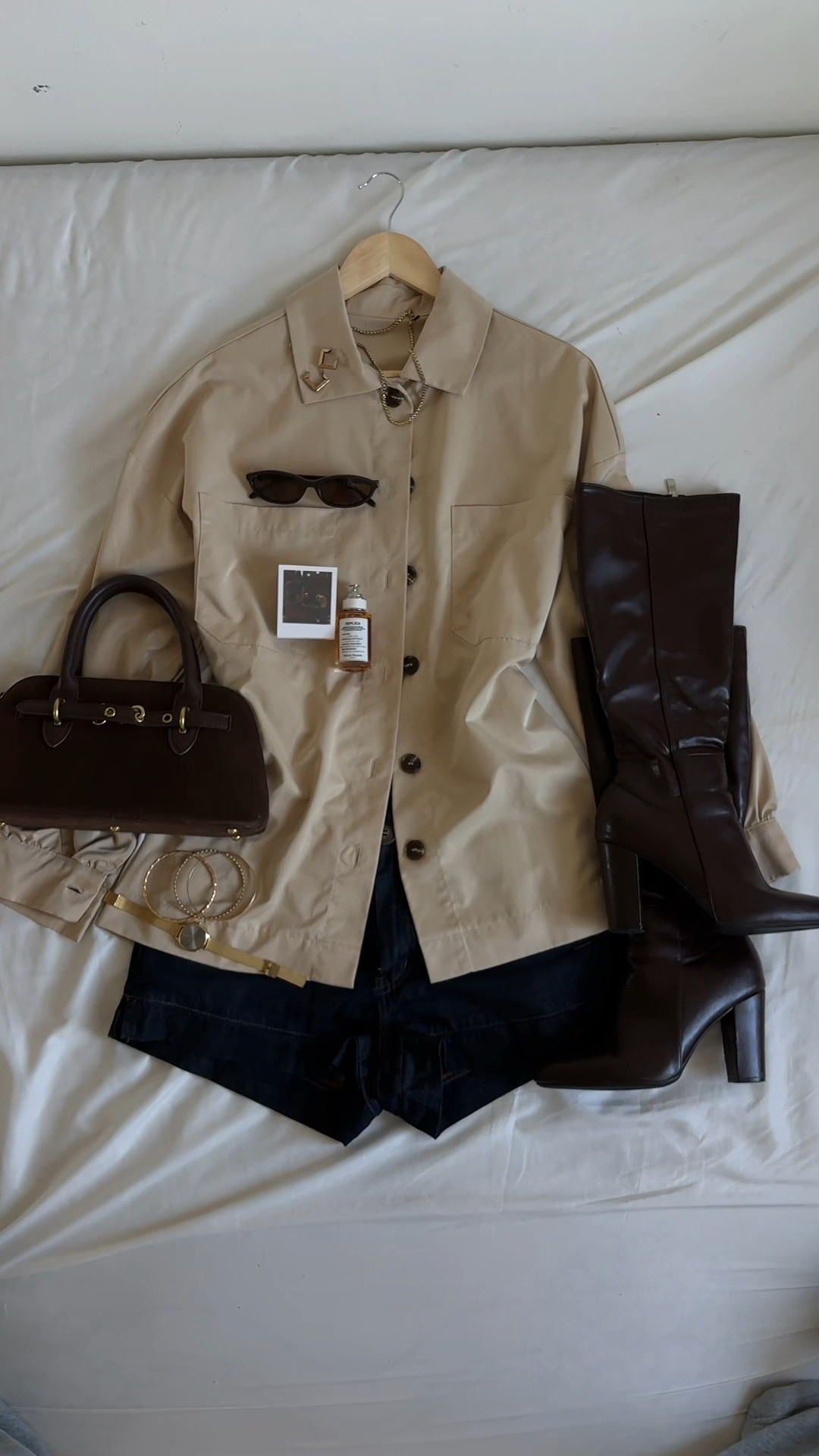 Outfit of the day layout in my 20s neutral colors browns Mason replica, jazz club, fragrance, cool, girl, outfit, springtime, fall time, 2026

#LTKSeasonal #LTKTall #LTKootd