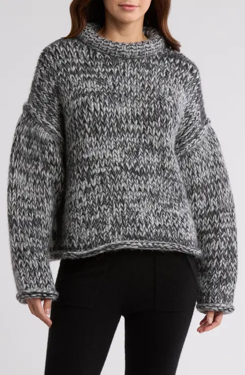 Lunya Lofty Wool Blend Whipstitch Mock Neck Sweater in Cinder Coal at Nordstrom, Size X-Small | Nordstrom