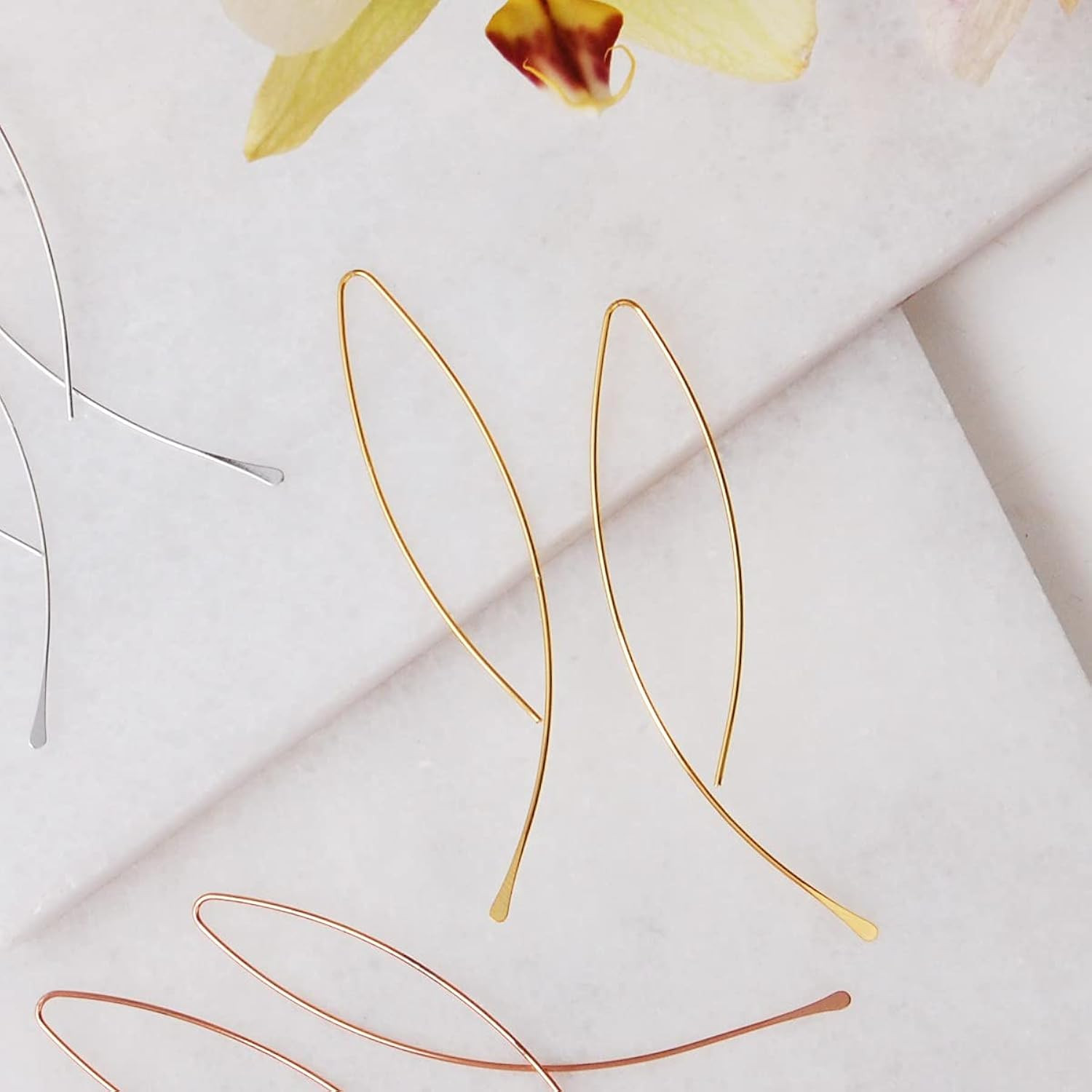 Humble Chic Upside Down Hoop Earrings - Hypoallergenic Lightweight Wire Needle Drop Dangle Threader  | Amazon (US)