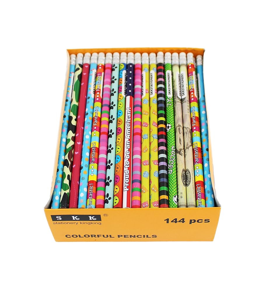 SKKSTATIONERY Assorted Colorful Pencils, Wooden Pencil with Eraser, Pencil Assortment, Novelty Ki... | Amazon (US)