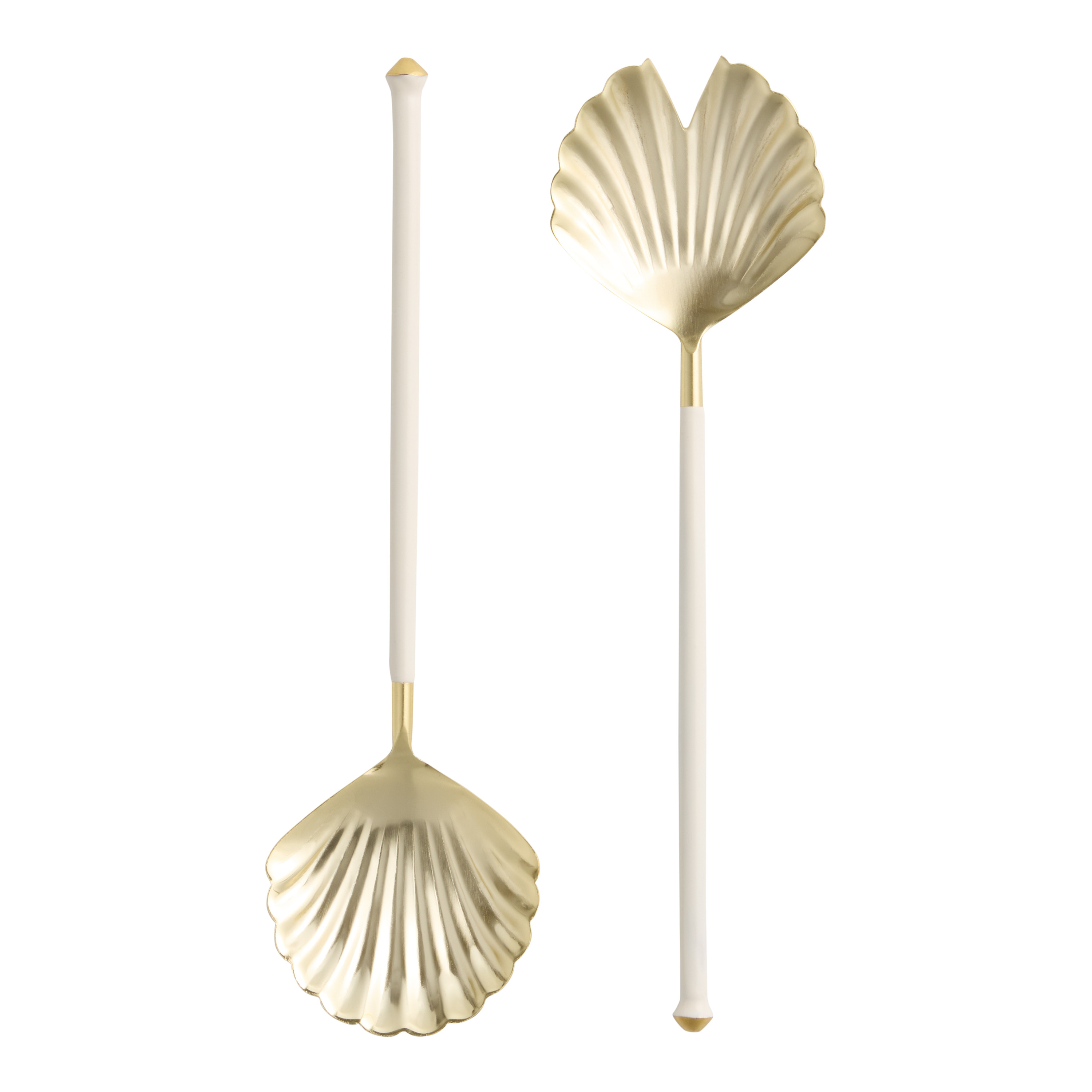 Gold Steel and Enamel Seashell Shaped Salad Servers 2 Piece Set - World Market | World Market