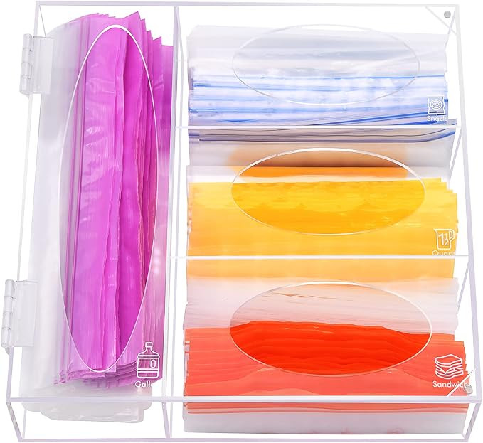 Ziplock Bag Storage Organizer, Acrylic Food Storage Bag Organizer, Clear Ziplock Bag Storage Orga... | Amazon (US)