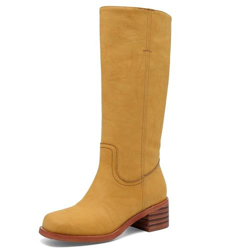 JOKACEAR Banana Women's Knee High Boots Chunky Block Heel Long Boots for Women Casual Square Toe Boots Low Heel Womens Boots. | Amazon (US)