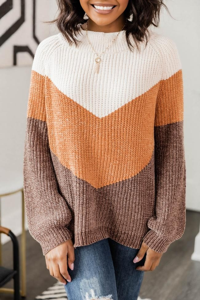 Tell You My Story Brown Colorblock Sweater SALE | The Pink Lily Boutique