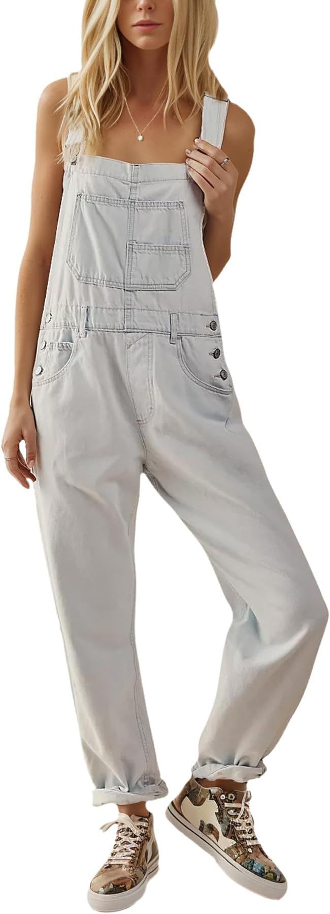 Ziggy Denim Bib Overalls Women Adjustable Jeans Jumpsuit Casual Stretch Loose Fit Casual Stretch ... | Amazon (US)
