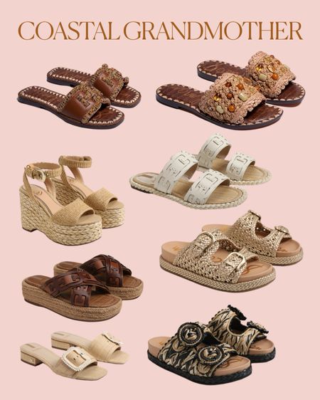 Beachy Coastal Grandmother inspired sandals to go with dresses, linen pants, bathing suit coverups. Great vacation looks. 

#LTKstyletip #LTKtravel #LTKshoecrush