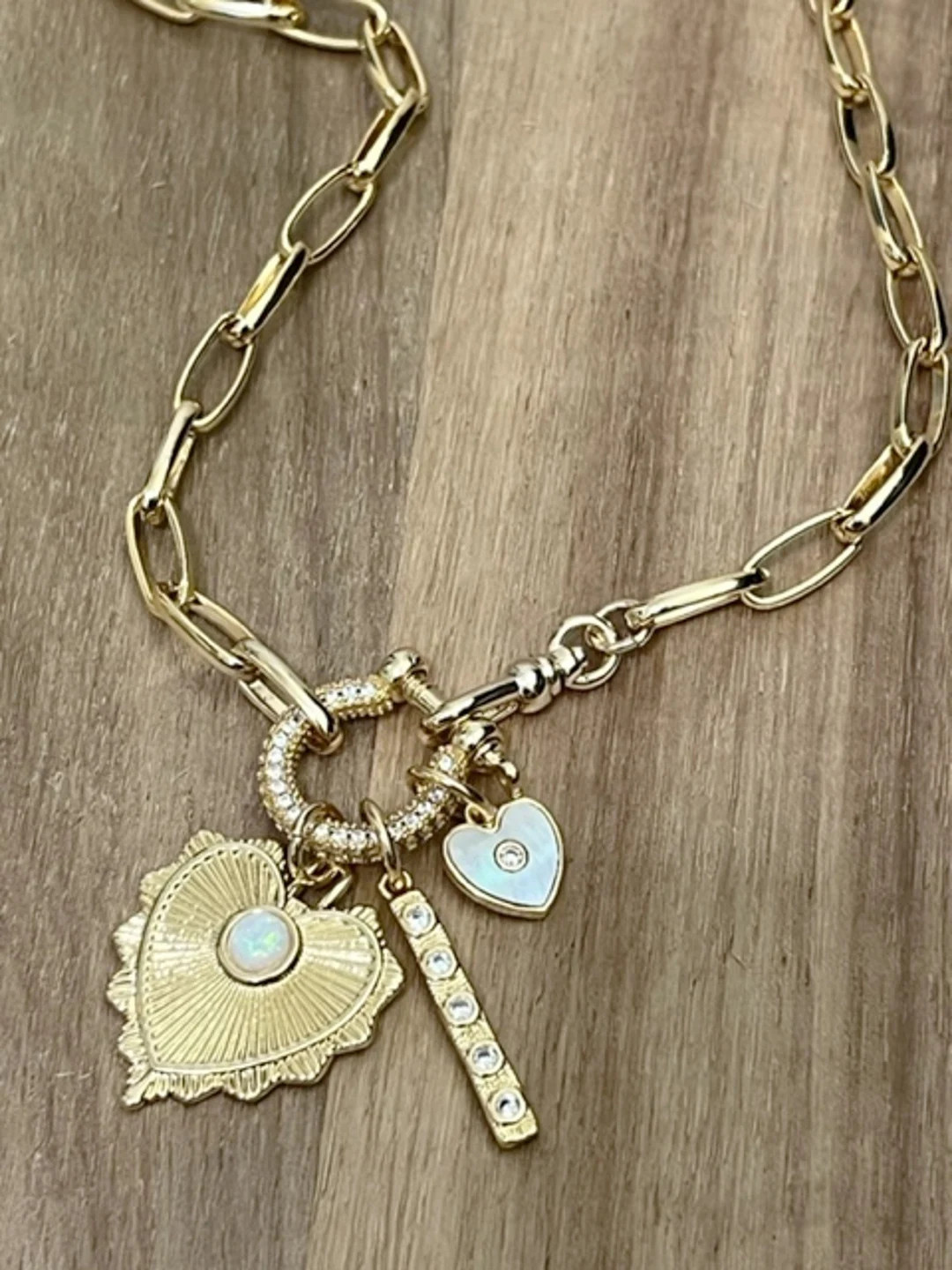 Custom Carabiner Pave Shackle Chain Necklace Gold Heart - Etsy | Etsy (US)