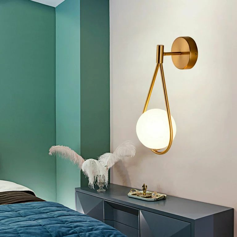 Glass Shaped Wall Sconce Modern Mid Century Light Fixture Vanity Lamp Modern Globe Glass Lamp Sha... | Walmart (US)