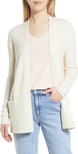 Collarless Open Front Long Cardigan | Nordstrom