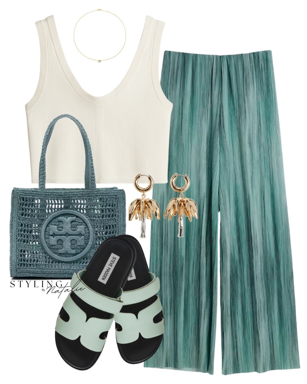 Heatwave summer look- comfy pull on trousers, crop top, sandals, crochet tote bag and palm tree earrings. Summer outfit, casual, comfy style

#LTKsummer #LTKeurope #LTKuk
