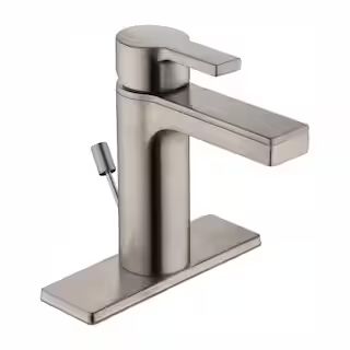 Modern Contemporary Single Hole Single-Handle Low-Arc Bathroom Faucet in Brushed Nickel | The Home Depot